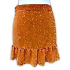 Cotton On Bottom Mini Skirt Polka Dot Pull-On Lined Flirty Ruffle Orange W US L